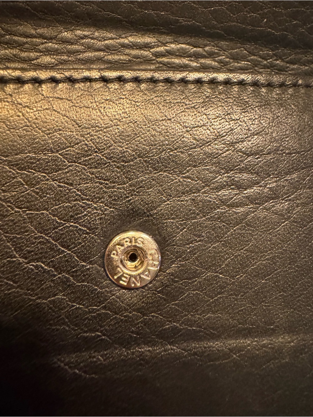 CHANEL Black Leather Long Wallet with CC Button Strap - Picture 6 of 11